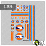 Lade das Bild in den Galerie-Viewer, Gulf Design Aufkleber Set 1:24 1:18 Modellbau Sticker Bogen Racing USA
