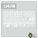 Lade das Bild in den Galerie-Viewer, Feuerwehr Aufkleber Set 1:14 1:16 Einsatzfahrzeuge Modellbau Sticker 112
