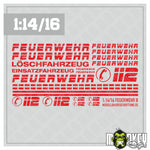 Lade das Bild in den Galerie-Viewer, Feuerwehr Aufkleber Set 1:14 1:16 Einsatzfahrzeuge Modellbau Sticker 112
