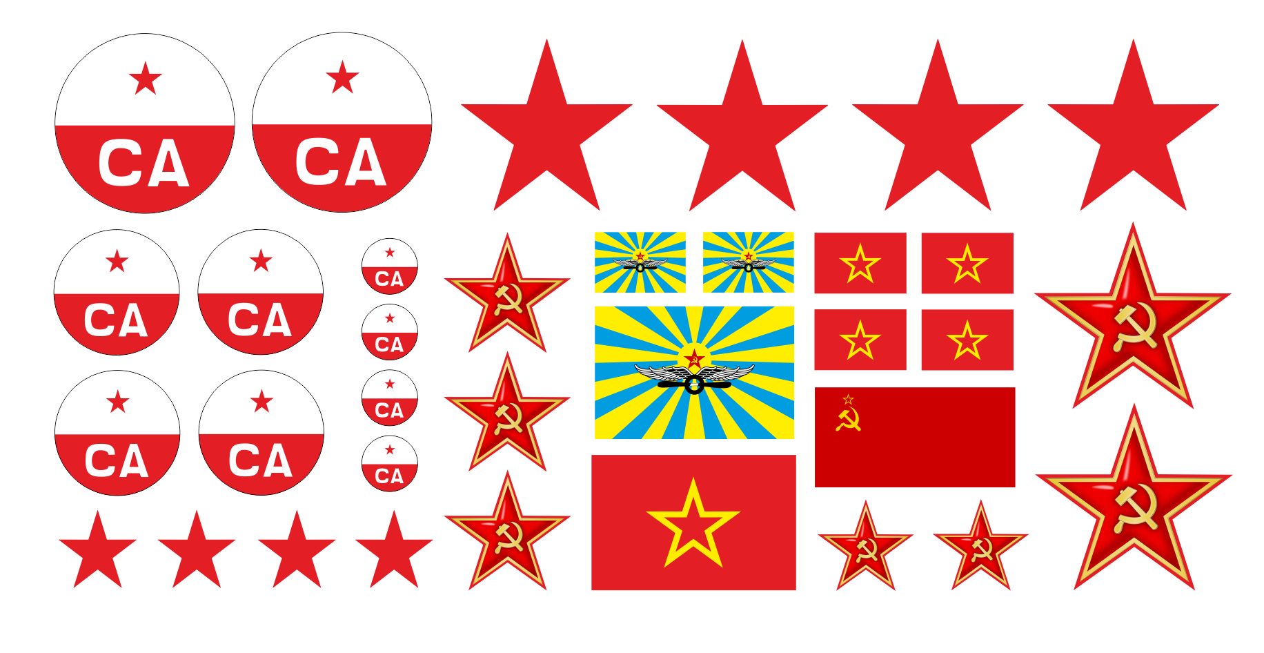 34teil. Set Rote Armee Hoheitszeichen
